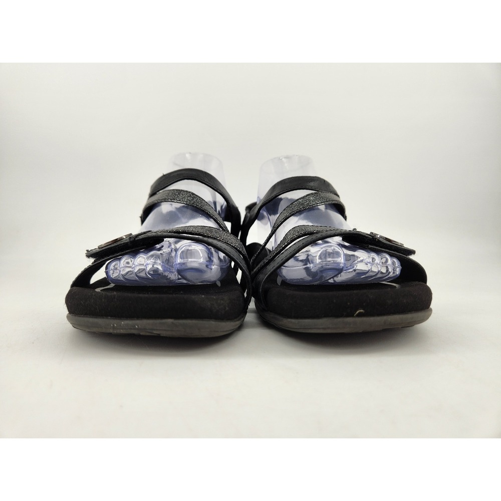 Aetrex Jess Strap Sandals Womens 9-9.5 Black Metallic Strappy Comfort SE210W - Picture 2 of 16